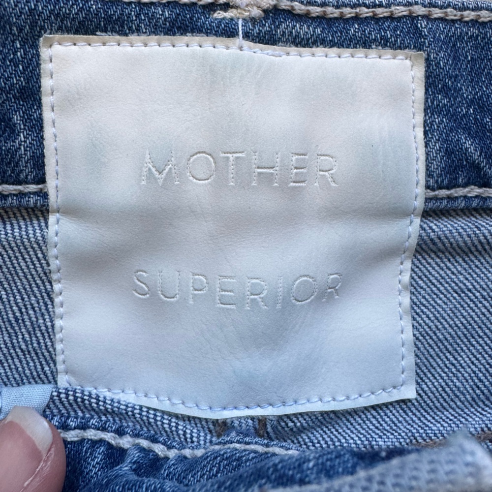 EUC MOTHER Superior Rambler Embroidered Blue Denim Jeans Size 24 - Picture 6 of 16